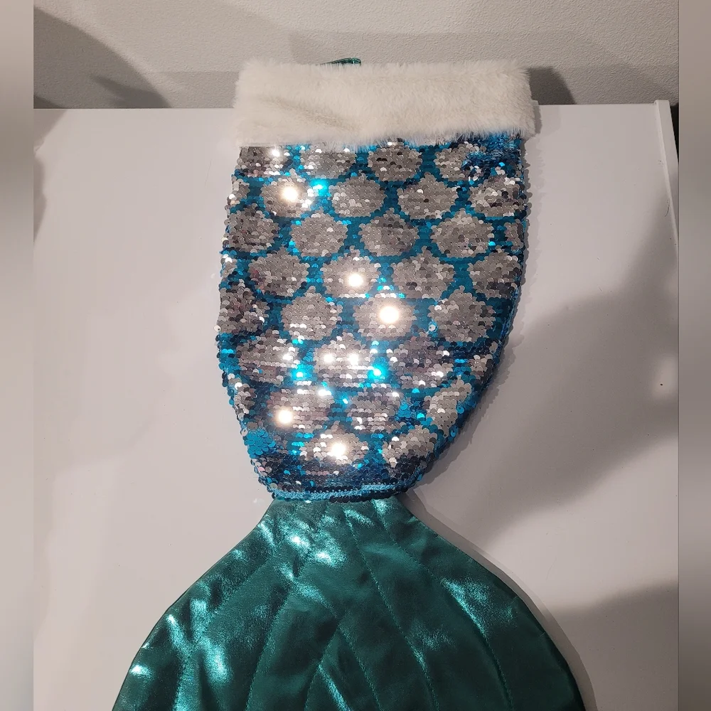 Mermaid tail reversible sequin stocking